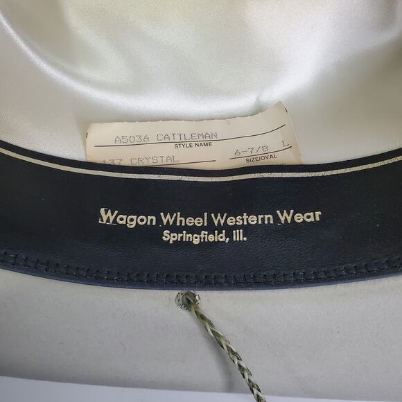 RESISTOL Cowboy Hat 6 7/8 5X Beaver Crystal White Cattleman Western A5036 L oval - Picture 7 of 16